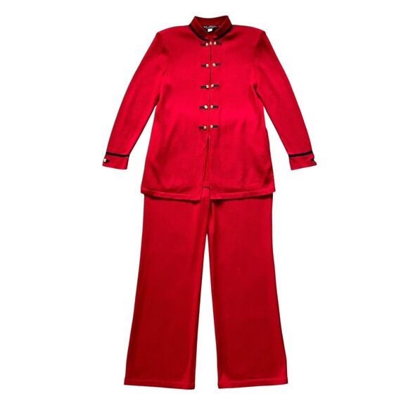 Vintage St. John Collection Knit Jacket vs Pants 12/14 Red Calvary Oriental Luxe - Picture 1 of 16